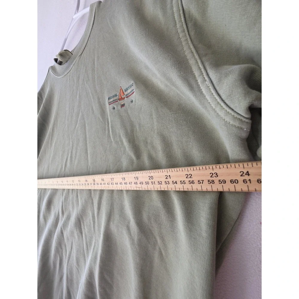 Vintage Cozumel Mexico Embroidered Sweatshirt Olive Green Crewneck Mens L